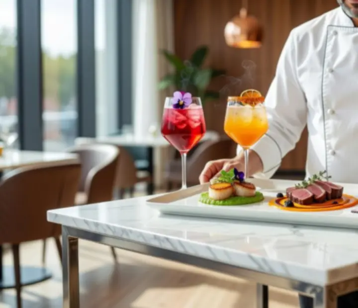 Degustační menu a talíře s gastronomickými specialitami připravené šéfkuchařem