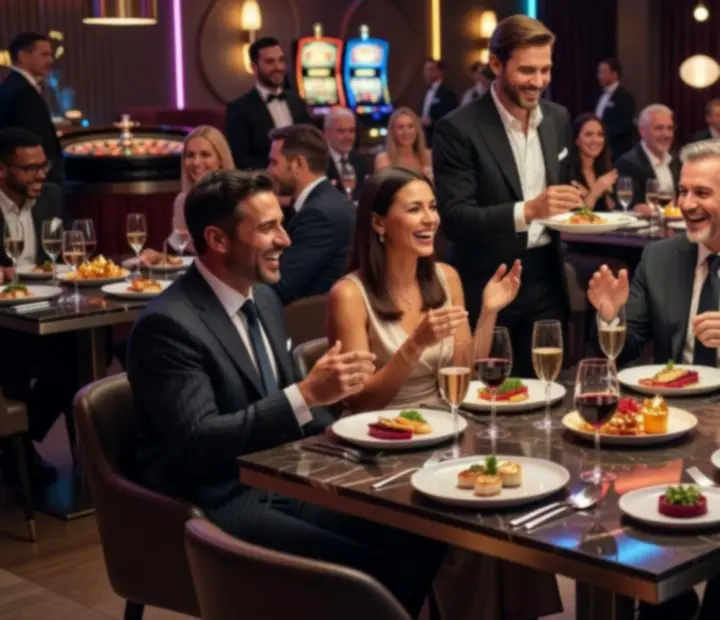 Stylově nasvícený stůl připravený na soukromý event v restauraci CasinoAlba