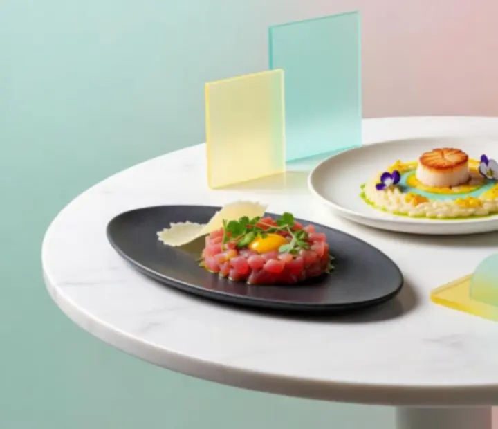 Detailní pohled na autorské pokrmy a moderní food styling v restauraci CasinoAlba