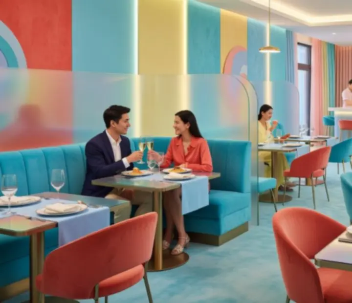 Moderní interiér restaurace CasinoAlba s elegantní atmosférou