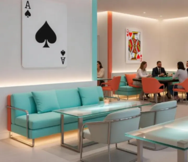 Stylový interiér restaurace CasinoAlba s moderní casino inspirací a ambientním osvětlením